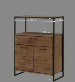 Wohnen Industrial-Kommode aus Wildeiche Massivholz - Ingbo