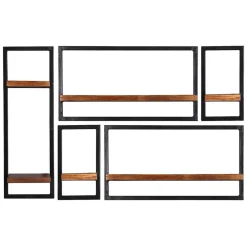 Wohnen Industrie Look Regale für die Wand - Mendoza (fünfteilig)