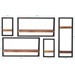 Wohnen Industrie Look Regale für die Wand - Mendoza (fünfteilig)