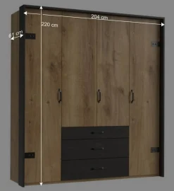 Wohnen Industry Kleiderschrank mit 200 cm Breite - Bram