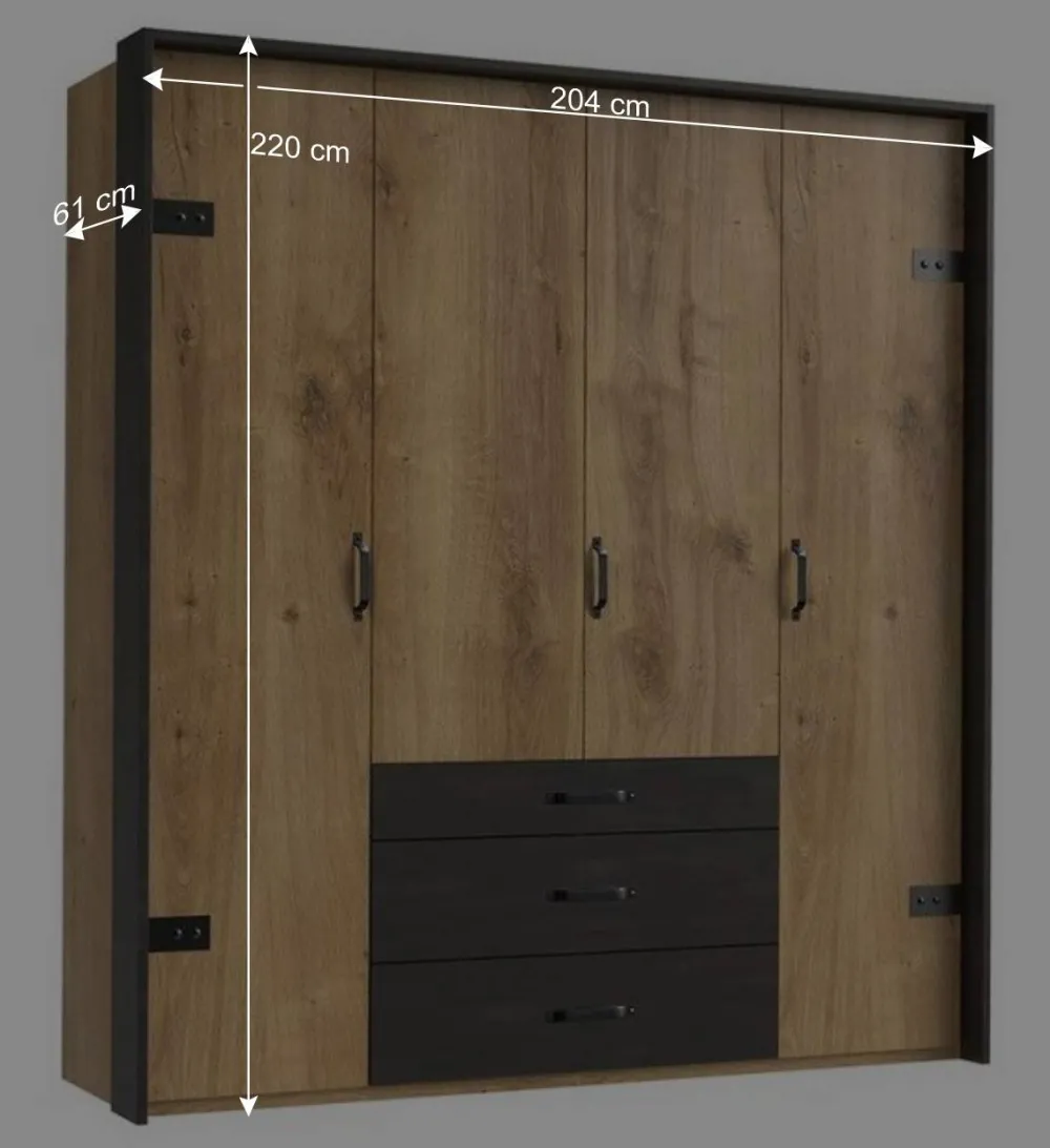 Wohnen Industry Kleiderschrank mit 200 cm Breite - Bram