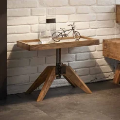 Wohnen Nachttische*Industry Style Nachttisch Budelli aus Wildeiche massiv Glas Metall