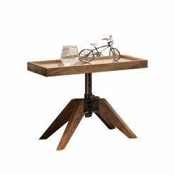 Wohnen Nachttische*Industry Style Nachttisch Budelli aus Wildeiche massiv Glas Metall