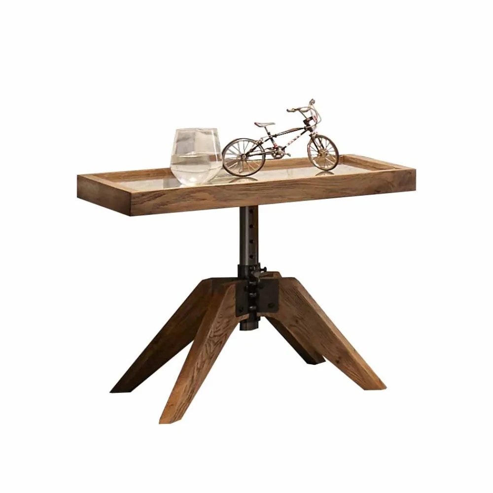 Wohnen Nachttische*Industry Style Nachttisch Budelli aus Wildeiche massiv Glas Metall