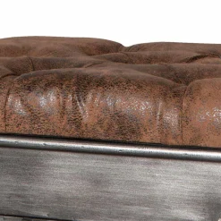 Wohnen Sitzbank*Industry Truhenbank aus Stahl Uladan mit Kunstleder Polster Braun