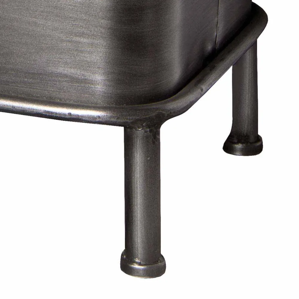 Wohnen Sitzbank*Industry Truhenbank aus Stahl Uladan mit Kunstleder Polster Braun