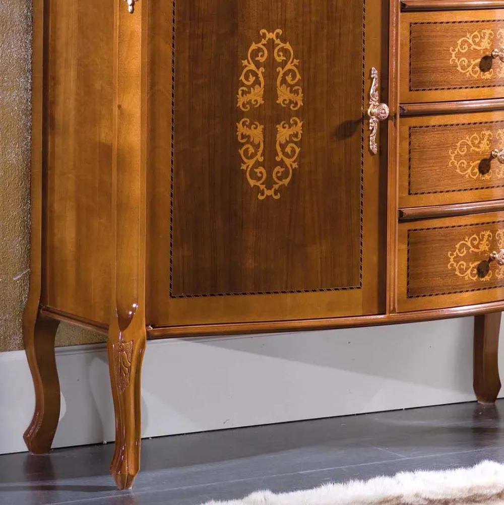 Wohnen Italienische Barock Kommode Natale mit Nussbaum Furnier