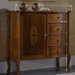 Wohnen Italienische Barock Kommode Natale mit Nussbaum Furnier