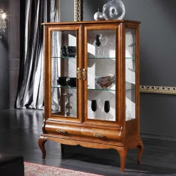 Wohnen Italienische Doppeltür Vitrine in Nussbaumfarben - Motiz