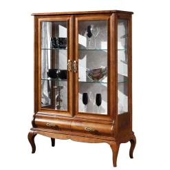 Wohnen Italienische Doppeltür Vitrine in Nussbaumfarben - Motiz