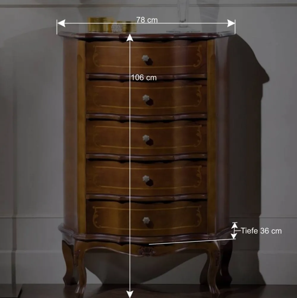 Wohnen Italienische Hochkommode Dentro mit 5 Schubladen