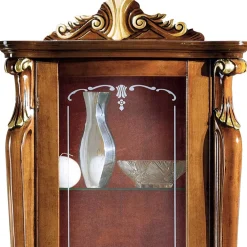 Wohnen Italienische Möbel|Esszimmer-Vitrinen*Italienische Vitrine in Nussbaum & Gold & Rot - Carlenna I