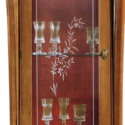 Wohnen Italienische Möbel|Esszimmer-Vitrinen*Italienische Vitrine in Nussbaum & Gold & Rot - Carlenna I