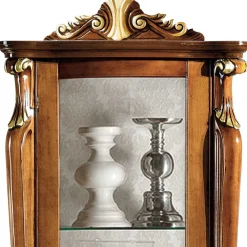 Wohnen Glasmöbel|Massivholzmöbel*Italienischer Vitrinenschrank in Nussbaum & Gold - Carlenna