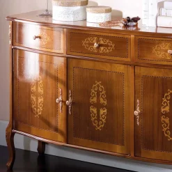 Wohnen Barock Möbel|Braune Möbel*Italienisches Barock Sideboard Natale in Nussbaum mit Intarsien