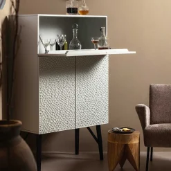 Wohnen Japandi Barschrank in Hellgrau - Looning