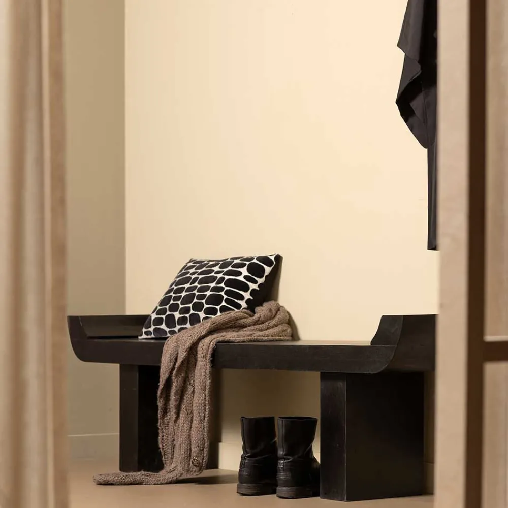 Wohnen Japandi Wohnraumbank in Schwarz - Belafoma