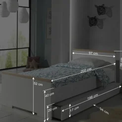 Wohnen Weiße Möbel|Jugendzimmer Komplett*Jugend Schlafzimmer Möbel in Weiß - Eldrus (dreiteilig)