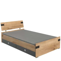 Wohnen Loft Möbel|Industrial Möbel*Jugendbett in Plankeneiche NB - Uletria