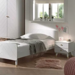 Wohnen Kindermöbel|Schlafzimmer Komplett*Jugendmöbel in Weiß - Zimventa (vierteilig)