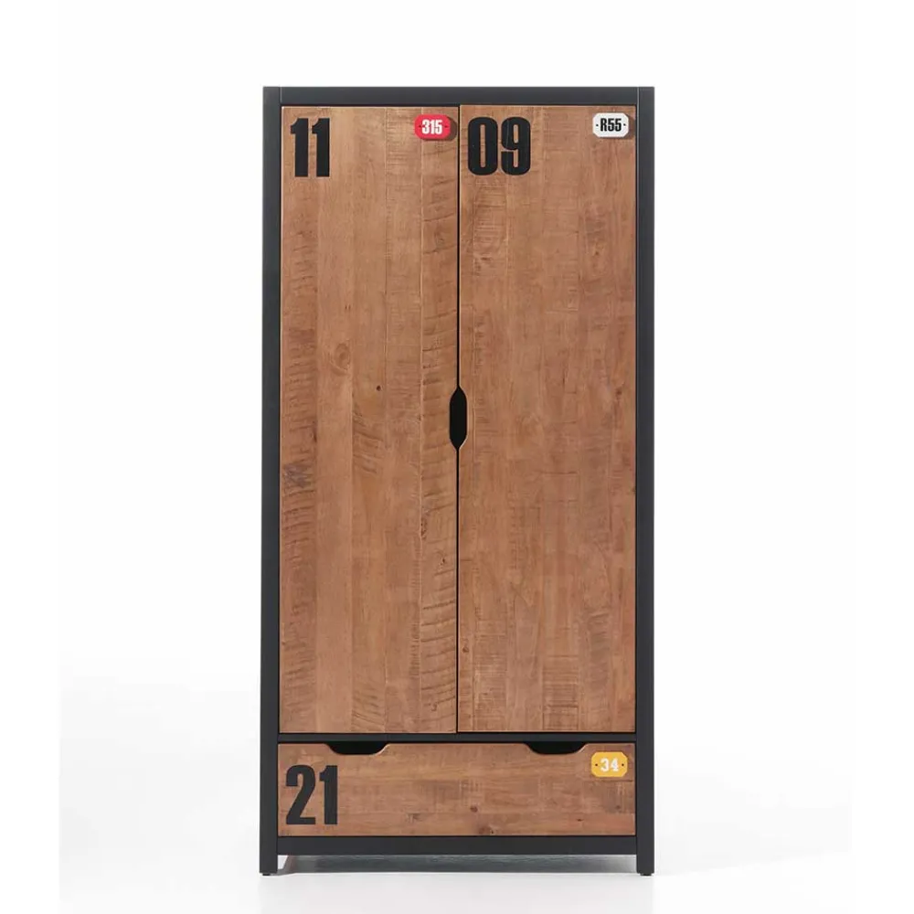 Wohnen Kinderkleiderschränke|Kindermöbel*Jugendzimmer Kleiderschrank Krefos in Braun Schwarz