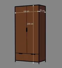Wohnen Kinderkleiderschränke|Kindermöbel*Jugendzimmer Kleiderschrank Krefos in Braun Schwarz