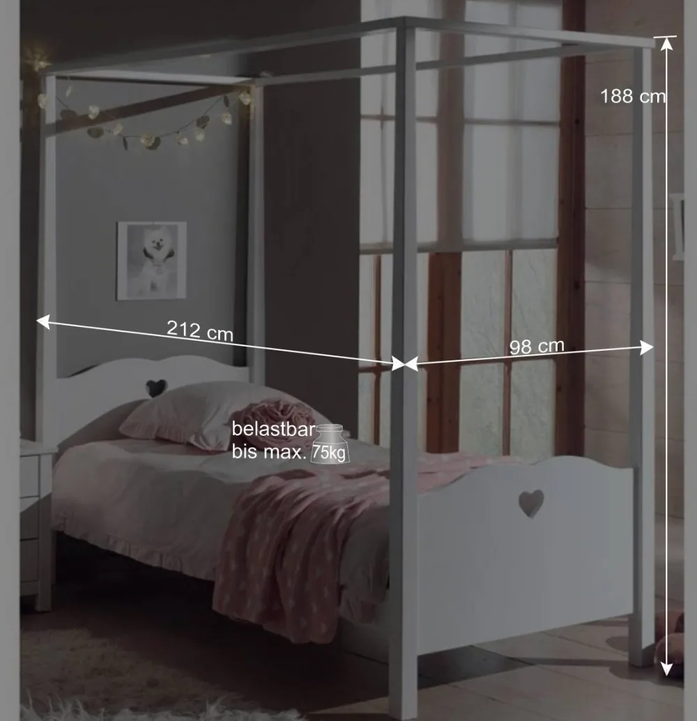 Wohnen Kindermöbel|Jugendzimmer Komplett*Jugendzimmer Möbel Set Grandory mit Himmelbett (dreiteilig)