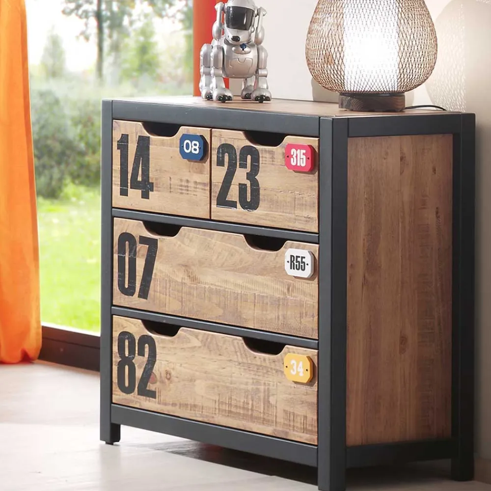 Wohnen Jugendzimmer Komplett*Jugendzimmermöbel Set Krefos aus Kiefer (vierteilig)