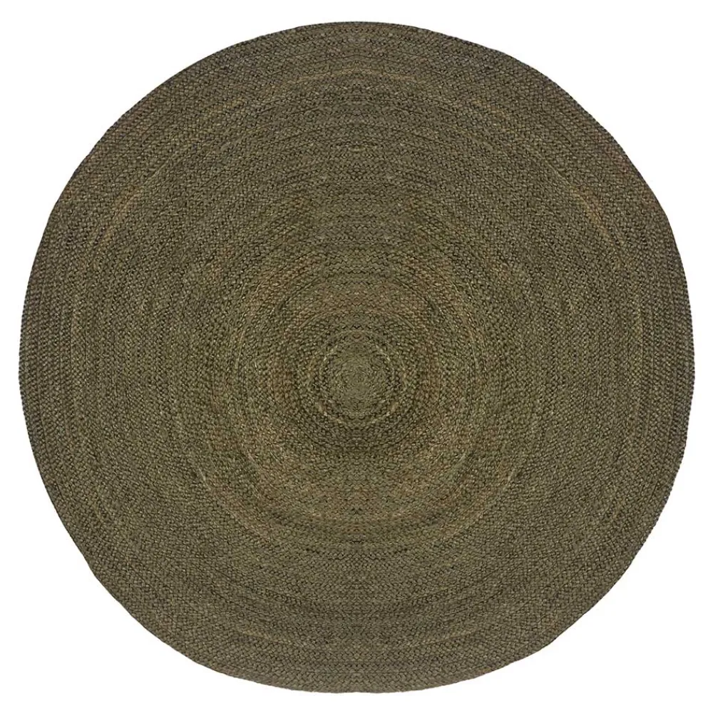 Wohnen Jute Teppich in Oliv Grün - Pandoro