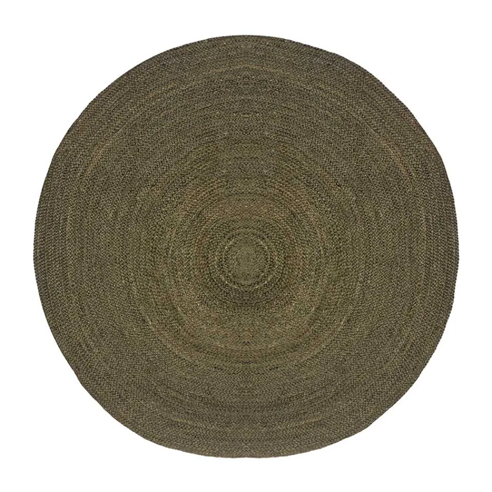 Wohnen Jute Teppich in Oliv Grün - Pandoro