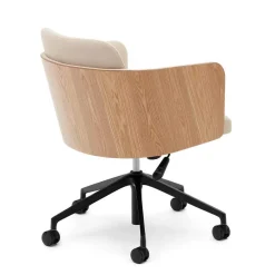 Wohnen Kantiger Schreibtischsessel in Beige Chenille - Vinzenzo