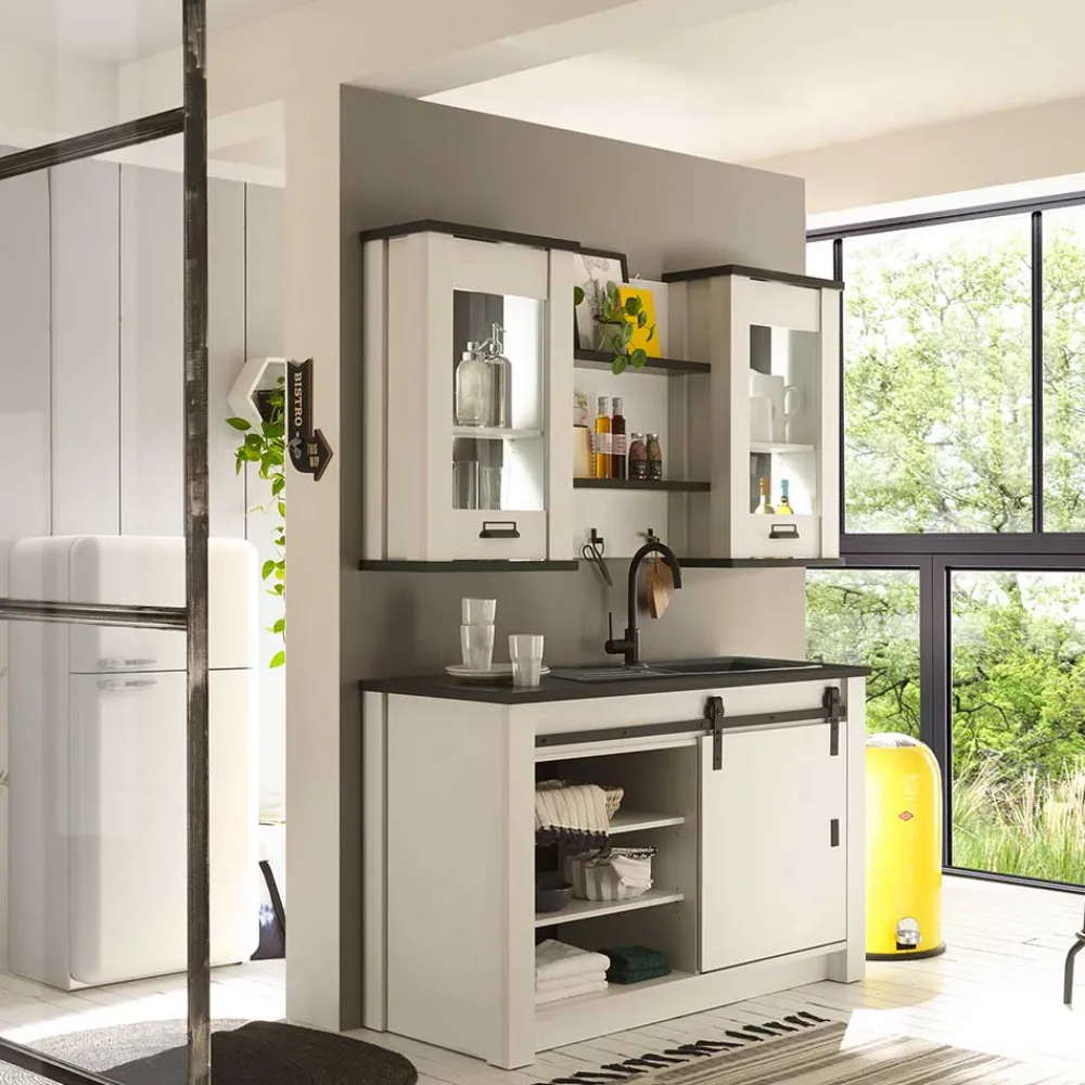 Wohnen Küchenschränke*Küche Oberschrank in Weiß & Anthrazit - Eture