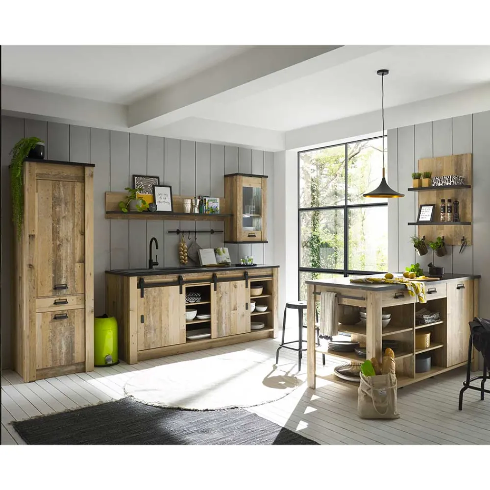 Wohnen Küchenausstattung Möbel-Set mit Insel - Garisa (sechsteilig)