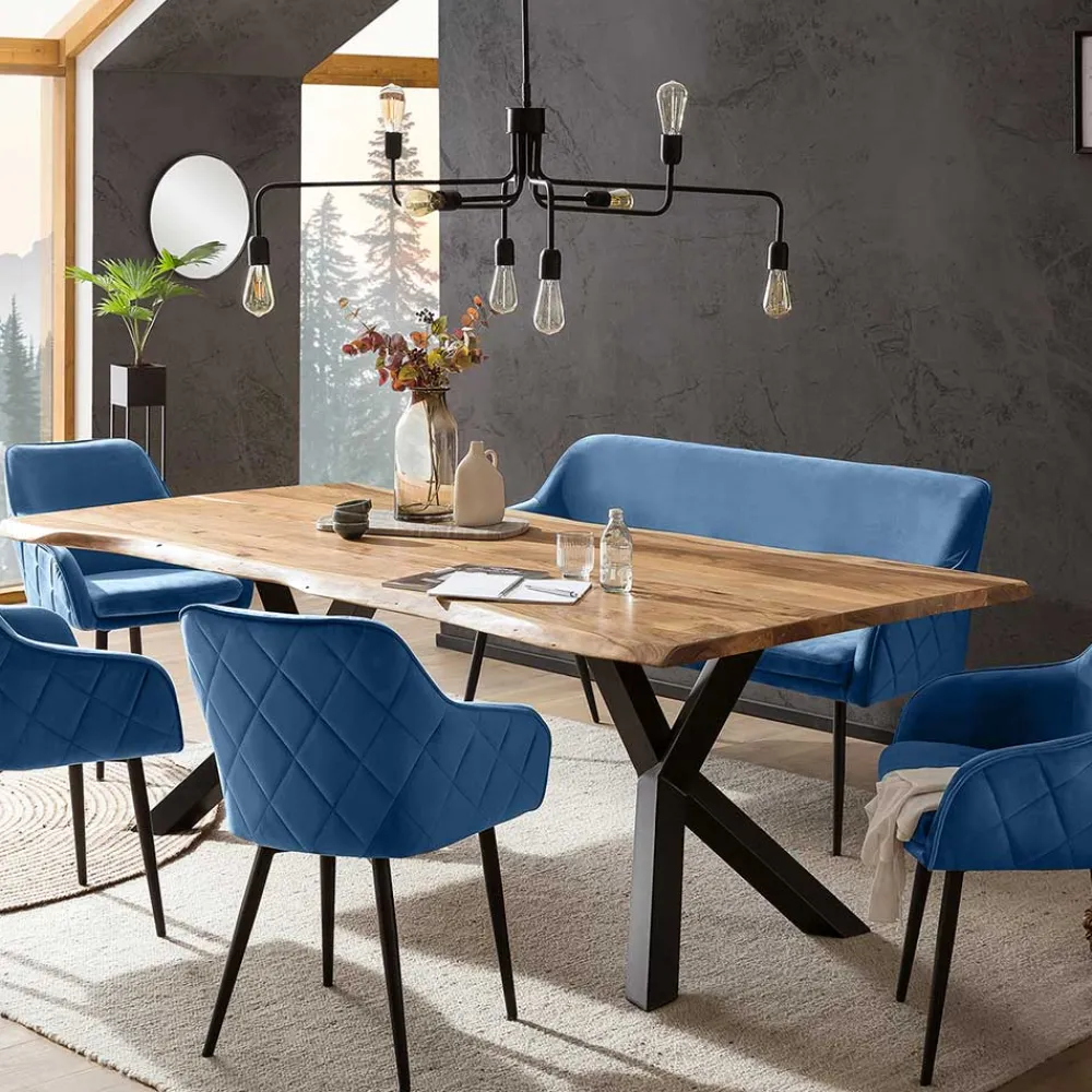 Wohnen Schwarze Möbel|Küchenbänke*Küchenbank in Blau mit Schwarz - Zarcon