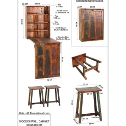 Wohnen Küchenbar ausklappbar im Shabby Chic - Jamaica (dreiteilig)