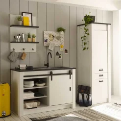 Wohnen Küchenblock in Weiß mit Grau - Eture (dreiteilig)