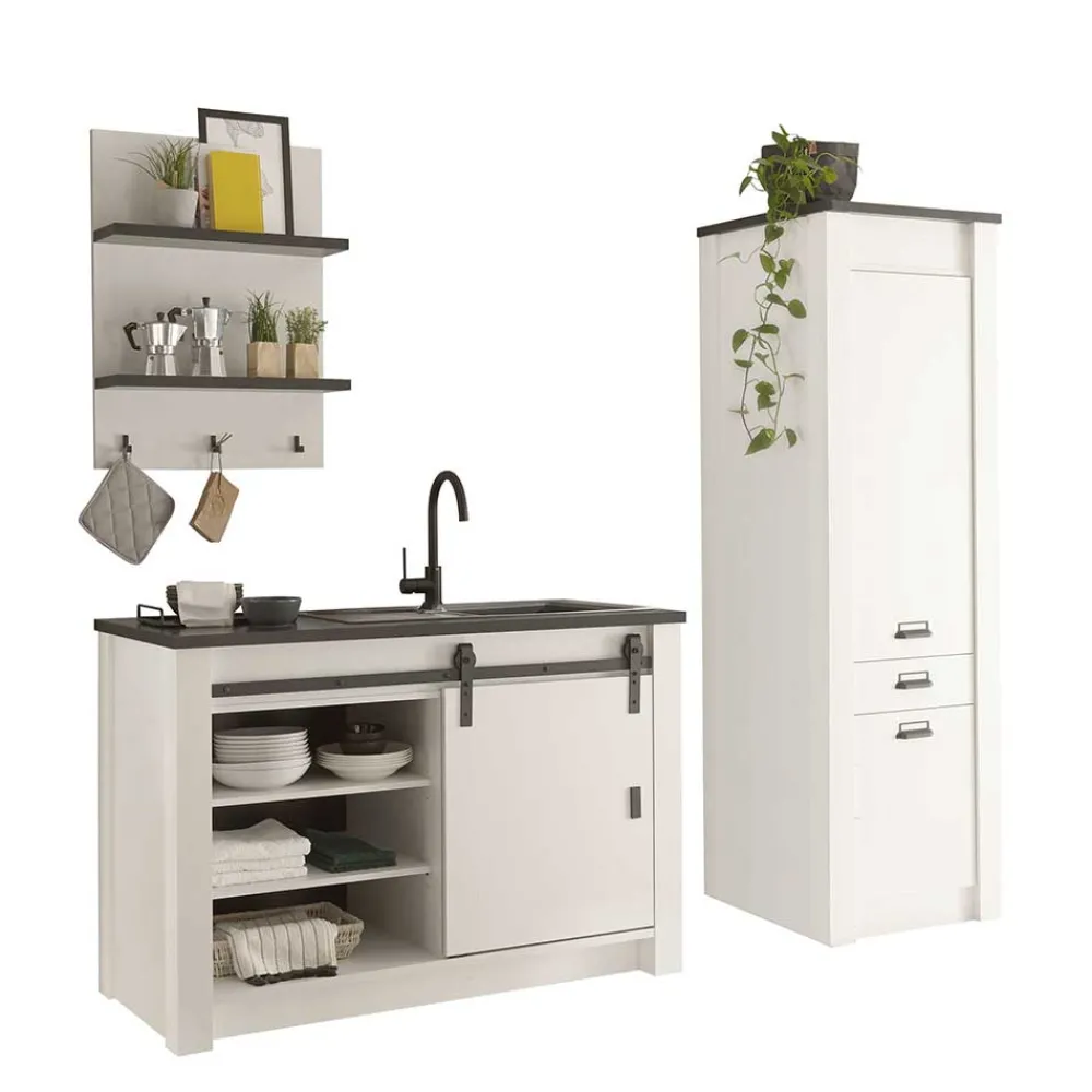 Wohnen Küchenblock in Weiß mit Grau - Eture (dreiteilig)