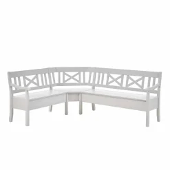 Wohnen Küchenbänke|Esszimmerbänke*Kücheneckbank Onesti in Weiß Kiefer massiv