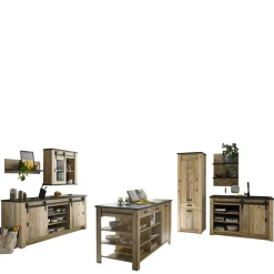 Wohnen Küchen-Einrichtung mit Insel Set - Garisa (siebenteilig)