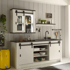 Wohnen Küchenmöbel Kombination in Weiß Grau - Eture (dreiteilig)