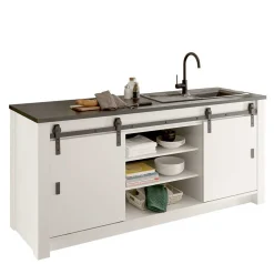 Wohnen Küchenmöbel Kombination in Weiß Grau - Eture (dreiteilig)