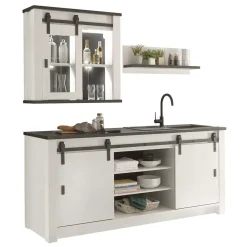 Wohnen Küchenmöbel Kombination in Weiß Grau - Eture (dreiteilig)