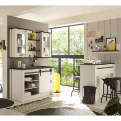 Wohnen Küchenmöbel mit Theke in Weiß & Grau - Eture (sechsteilig)