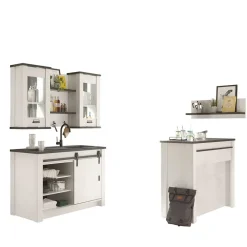 Wohnen Küchenmöbel mit Theke in Weiß & Grau - Eture (sechsteilig)