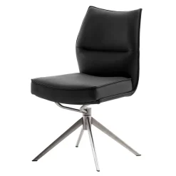 Wohnen Küchenstuhl aus Leder und Edelstahl - Simael (2er Set)