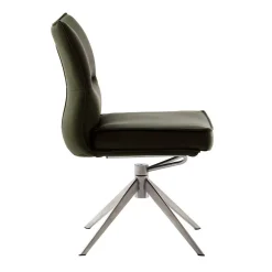 Wohnen Küchenstuhl aus Leder und Edelstahl - Simael (2er Set)