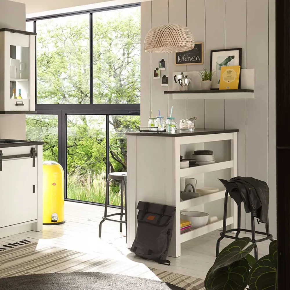 Wohnen Küchentheke in Weiß und Anthrazit - Eture