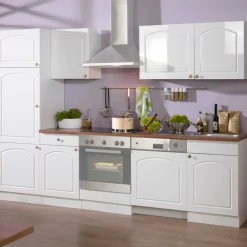 Wohnen Küche Komplett|Küchenzeilen*Küchenzeile Lore in Weiß Hochglanz (sechsteilig)