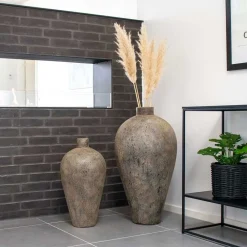 Wohnen Vasen*Keramik Blumenvase in Graubraun - Bombasti