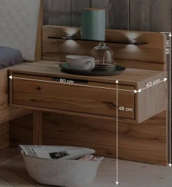 Wohnen Kernbuche Bett & Nachtkommoden - Krofun (dreiteilig)